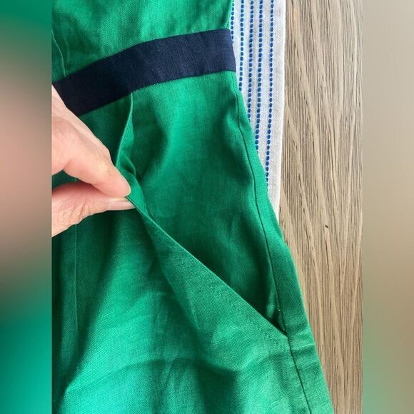 Boden Kelly Linen Sleeveless Notch Neck Shift Dress Size 4R Green Pockets NWT - Picture 7 of 12